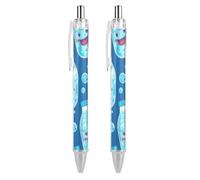 ERSTSNCK Water Bottle Pattern Black Ballpoint Pens Fine Point (0.5mm) Black Ink Pen Retractable Ball Point Pens with Comfortable Full Grip for Journaling, And Office Writing Ideal 2 PCS