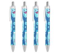 ERSTSNCK Water Bottle Pattern Black Ballpoint Pens Fine Point (0.5mm) Black Ink Pen Retractable Ball Point Pens with Comfortable Full Grip for Journaling, And Office Writing Ideal 4 PCS