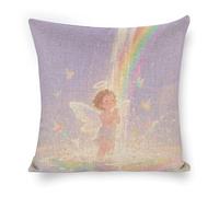 ERSTSNCK Watercolor Angel Pillow Covers 18"x18" Linen Throw Pillow Covers - Double Sided Decorative Square Cushion Cases for Sofa, Bed, Chair (No Insert Included)