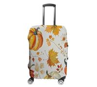 ERSTSNCK Watercolor Autumn Pumpkin Floral Luggage Suitcase Covers Elastic Washable Cute Luggage Protector Travel Suitcase Protective Cover For Adult (Fit 19-32 Inch Luggages) X-Large, white, M