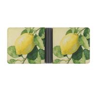 ERSTSNCK Watercolor Lemon Fruit Wallet for Men Bifold Rfid Blocking Slim Money Clip Front Pocket Wallet Card Holder
