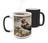 ERSTSNCK Watercolor Rooster Color Changing Mug Heat Changing Coffee Mug Funny Magic Cup Heat Sensitive Travel Mugs Novelty Coffee Cups Personalized Customized Gift for Men Women 11 Oz
