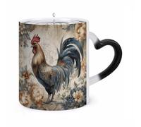 ERSTSNCK Watercolor Rooster Color Changing Mug Heat Changing Coffee Mugs Funny Magic Cup Heat Sensitive Travel Mug Novelty Coffee Cups Personalized Customized Gift Idea for Men & Women 11 Oz
