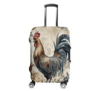 ERSTSNCK Watercolor Rooster Luggage Suitcase Covers Elastic Washable Cute Luggage Protector Travel Suitcase Protective Cover For Adult (Fit 19-32 Inch Luggages), white, XL, Watercolor Rooster