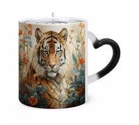 ERSTSNCK Watercolor Tiger Pattern Color Changing Mug Heat Changing Coffee Mugs Funny Magic Cup Heat Sensitive Travel Mug Novelty Coffee Cups Personalized Customized Gift Idea for Men & Women 11 Oz