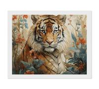 ERSTSNCK Watercolor Tiger Pattern Diamond Painting Kits for Adults 16"x20" 5D Diamond Art Kits for Beginners DIY Full Drill Round Diamonds Gem Art Crafts Painting for Home Wall Decor