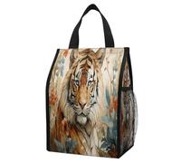 ERSTSNCK Watercolor Tiger Pattern Insulated Lunch Bag Leakproof Insulated Cooler Bags Reusable Cooler Tote Foldable Lunchbox for Adult Women Men for Work Travel Picnic