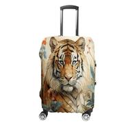 ERSTSNCK Watercolor Tiger Pattern Luggage Suitcase Covers Elastic Washable Cute Luggage Protector Travel Suitcase Protective Cover For Adult (Fit 19-32 Inch Luggages) X-Large, white, M, Watercolor