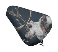 ERSTSNCK Waterproof Bike Seat Cover with Drawstring -A Reindeer Standing Universal Exercise Bike Seat Cushion for Men & Women, Comfortable Non-Slip Bicycle Saddle Cover for Road/Mountain Bikes