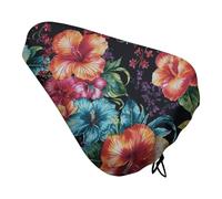 ERSTSNCK Waterproof Bike Seat Cover with Drawstring -Beautiful Hibiscus Flower Universal Exercise Bike Seat Cushion for Men & Women, Comfortable Non-Slip Bicycle Saddle Cover for Road/Mountain Bikes