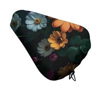 ERSTSNCK Waterproof Bike Seat Cover with Drawstring -Bright Flowers Universal Exercise Bike Seat Cushion for Men & Women, Comfortable Non-Slip Bicycle Saddle Cover for Road/Mountain Bikes