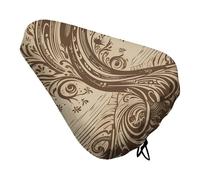 ERSTSNCK Waterproof Bike Seat Cover with Drawstring -Brown Pattern Tree Universal Exercise Bike Seat Cushion for Men & Women, Comfortable Non-Slip Bicycle Saddle Cover for Road/Mountain Bikes