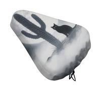 ERSTSNCK Waterproof Bike Seat Cover with Drawstring -Cat Cactus Universal Exercise Bike Seat Cushion for Men & Women, Comfortable Non-Slip Bicycle Saddle Cover for Road/Mountain Bikes