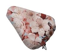 ERSTSNCK Waterproof Bike Seat Cover with Drawstring -Cherry Blossoms Universal Exercise Bike Seat Cushion for Men & Women, Comfortable Non-Slip Bicycle Saddle Cover for Road/Mountain Bikes