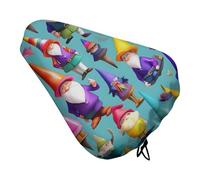 ERSTSNCK Waterproof Bike Seat Cover with Drawstring -Colorful Gnomes Universal Exercise Bike Seat Cushion for Men & Women, Comfortable Non-Slip Bicycle Saddle Cover for Road/Mountain Bikes