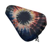 ERSTSNCK Waterproof Bike Seat Cover with Drawstring -Colorful Tie-dye Towels Universal Exercise Bike Seat Cushion for Men & Women, Comfortable Non-Slip Bicycle Saddle Cover for Road/Mountain Bikes