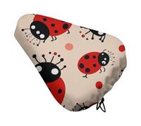 ERSTSNCK Waterproof Bike Seat Cover with Drawstring -Cute Ladybug Universal Exercise Bike Seat Cushion for Men & Women, Comfortable Non-Slip Bicycle Saddle Cover for Road/Mountain Bikes