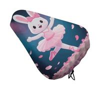 ERSTSNCK Waterproof Bike Seat Cover with Drawstring -Dancing Rabbit Universal Exercise Bike Seat Cushion for Men & Women, Comfortable Non-Slip Bicycle Saddle Cover for Road/Mountain Bikes
