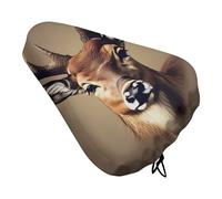 ERSTSNCK Waterproof Bike Seat Cover with Drawstring -Deer Head Printing Universal Exercise Bike Seat Cushion for Men & Women, Comfortable Non-Slip Bicycle Saddle Cover for Road/Mountain Bikes