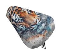 ERSTSNCK Waterproof Bike Seat Cover with Drawstring -Draw A Tiger Face Universal Exercise Bike Seat Cushion for Men & Women, Comfortable Non-Slip Bicycle Saddle Cover for Road/Mountain Bikes