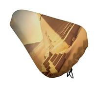 ERSTSNCK Waterproof Bike Seat Cover with Drawstring -Egyptian Pyramid in Desert Universal Exercise Bike Seat Cushion for Men & Women, Comfortable Non-Slip Bicycle Saddle Cover for Road/Mountain Bikes