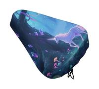 ERSTSNCK Waterproof Bike Seat Cover with Drawstring -Fantasy Forest Universal Exercise Bike Seat Cushion for Men & Women, Comfortable Non-Slip Bicycle Saddle Cover for Road/Mountain Bikes