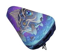ERSTSNCK Waterproof Bike Seat Cover with Drawstring -Fish Universal Exercise Bike Seat Cushion for Men & Women, Comfortable Non-Slip Bicycle Saddle Cover for Road/Mountain Bikes
