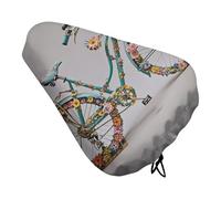 ERSTSNCK Waterproof Bike Seat Cover with Drawstring -Flower Bicycle Universal Exercise Bike Seat Cushion for Men & Women, Comfortable Non-Slip Bicycle Saddle Cover for Road/Mountain Bikes
