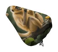 ERSTSNCK Waterproof Bike Seat Cover with Drawstring -Golden Monkey Universal Exercise Bike Seat Cushion for Men & Women, Comfortable Non-Slip Bicycle Saddle Cover for Road/Mountain Bikes
