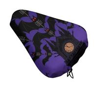 ERSTSNCK Waterproof Bike Seat Cover with Drawstring -Halloween Flying Bats Moon Universal Exercise Bike Seat Cushion for Men & Women, Comfortable Non-Slip Bicycle Saddle Cover for Road/Mountain Bikes