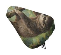 ERSTSNCK Waterproof Bike Seat Cover with Drawstring -Lazy Sloth Universal Exercise Bike Seat Cushion for Men & Women, Comfortable Non-Slip Bicycle Saddle Cover for Road/Mountain Bikes