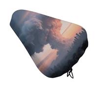 ERSTSNCK Waterproof Bike Seat Cover with Drawstring -Mammatus Cloud Formation Universal Exercise Bike Seat Cushion for Men & Women, Comfortable Non-Slip Bicycle Saddle Cover for Road/Mountain Bikes