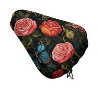 ERSTSNCK Waterproof Bike Seat Cover with Drawstring -Many Beautiful Butterflies Universal Exercise Bike Seat Cushion for Men & Women, Comfortable Non-Slip Bicycle Saddle Cover for Road/Mountain Bikes