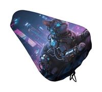 ERSTSNCK Waterproof Bike Seat Cover with Drawstring -Mechanical Cat Universal Exercise Bike Seat Cushion for Men & Women, Comfortable Non-Slip Bicycle Saddle Cover for Road/Mountain Bikes