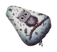 ERSTSNCK Waterproof Bike Seat Cover with Drawstring -Owl Tree Branches Universal Exercise Bike Seat Cushion for Men & Women, Comfortable Non-Slip Bicycle Saddle Cover for Road/Mountain Bikes