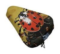 ERSTSNCK Waterproof Bike Seat Cover with Drawstring -Paint Spotted Ladybug Universal Exercise Bike Seat Cushion for Men & Women, Comfortable Non-Slip Bicycle Saddle Cover for Road/Mountain Bikes