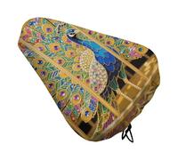 ERSTSNCK Waterproof Bike Seat Cover with Drawstring -Peacock Universal Exercise Bike Seat Cushion for Men & Women, Comfortable Non-Slip Bicycle Saddle Cover for Road/Mountain Bikes