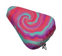 ERSTSNCK Waterproof Bike Seat Cover with Drawstring -Red - Purple Vortex Universal Exercise Bike Seat Cushion for Men & Women, Comfortable Non-Slip Bicycle Saddle Cover for Road/Mountain Bikes