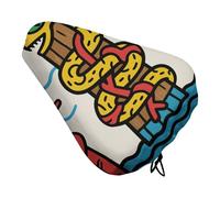 ERSTSNCK Waterproof Bike Seat Cover with Drawstring -Snake Totem Pole Universal Exercise Bike Seat Cushion for Men & Women, Comfortable Non-Slip Bicycle Saddle Cover for Road/Mountain Bikes