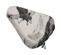 ERSTSNCK Waterproof Bike Seat Cover with Drawstring -Soaring Eagle Universal Exercise Bike Seat Cushion for Men & Women, Comfortable Non-Slip Bicycle Saddle Cover for Road/Mountain Bikes