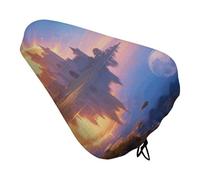 ERSTSNCK Waterproof Bike Seat Cover with Drawstring -Sun and Moon Universal Exercise Bike Seat Cushion for Men & Women, Comfortable Non-Slip Bicycle Saddle Cover for Road/Mountain Bikes