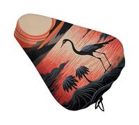 ERSTSNCK Waterproof Bike Seat Cover with Drawstring -Sunrise with Flamingos Universal Exercise Bike Seat Cushion for Men & Women, Comfortable Non-Slip Bicycle Saddle Cover for Road/Mountain Bikes