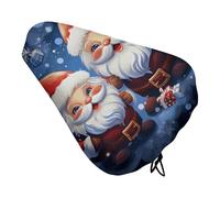 ERSTSNCK Waterproof Bike Seat Cover with Drawstring -Super Cute Santa Claus Universal Exercise Bike Seat Cushion for Men & Women, Comfortable Non-Slip Bicycle Saddle Cover for Road/Mountain Bikes