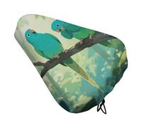 ERSTSNCK Waterproof Bike Seat Cover with Drawstring -Two Parakeets Universal Exercise Bike Seat Cushion for Men & Women, Comfortable Non-Slip Bicycle Saddle Cover for Road/Mountain Bikes