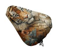ERSTSNCK Waterproof Bike Seat Cover with Drawstring -Watercolor Tiger Pattern Universal Exercise Bike Seat Cushion for Men & Women, Comfortable Non-Slip Bicycle Saddle Cover for Road/Mountain Bikes