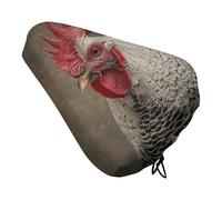 ERSTSNCK Waterproof Bike Seat Cover with Drawstring -White Feather Rooster Universal Exercise Bike Seat Cushion for Men & Women, Comfortable Non-Slip Bicycle Saddle Cover for Road/Mountain Bikes