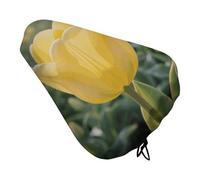 ERSTSNCK Waterproof Bike Seat Cover with Drawstring -Yellow Tulip Universal Exercise Bike Seat Cushion for Men & Women, Comfortable Non-Slip Bicycle Saddle Cover for Road/Mountain Bikes