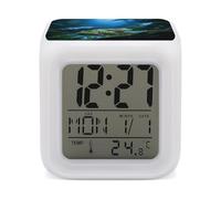 ERSTSNCK Waxy Monkey Tree Frog Night Light Alarm Clock LED Display Alarms for Bedroom Smart Digital Alarm Clock Wtih 7 Colorful Ambient Lights Sleep Timer for Heavy Sleepers Simple Operation