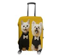 ERSTSNCK Wearing A Black Sweater Luggage Suitcase Covers Elastic Washable Cute Luggage Protector Travel Suitcase Protective Cover For Adult (Fit 19-32 Inch Luggages) X-Large, white, XL, Wearing a
