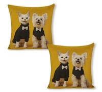 ERSTSNCK Wearing A Black Sweater Pillow Covers 18"x18"（2pcs） Linen Throw Pillow Covers - Double Sided Decorative Square Cushion Cases for Sofa, Bed, Chair (No Insert Included)